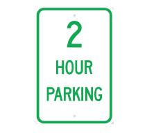 2 hour parking sign green