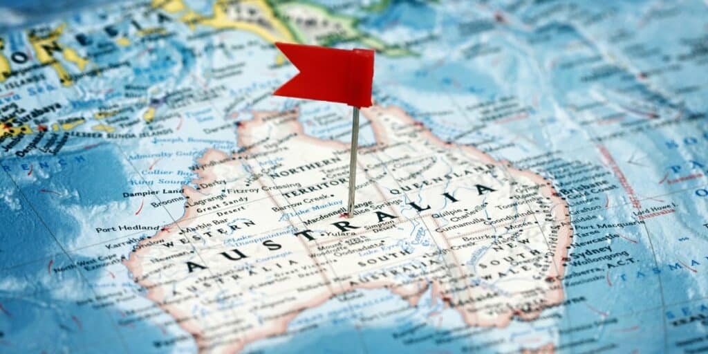 australia on the world map